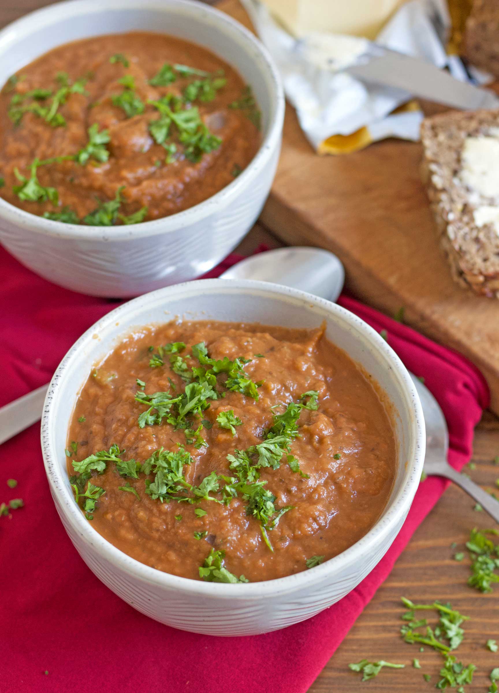 aubergine tomaat soep